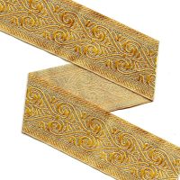 ZERZEEMOOY 49MM 10yard/lot Polyester Woven Jacquard Ribbon Light Gold Geometric Pattern For Curtain And Clothing Accessory Gift Wrapping  Bags