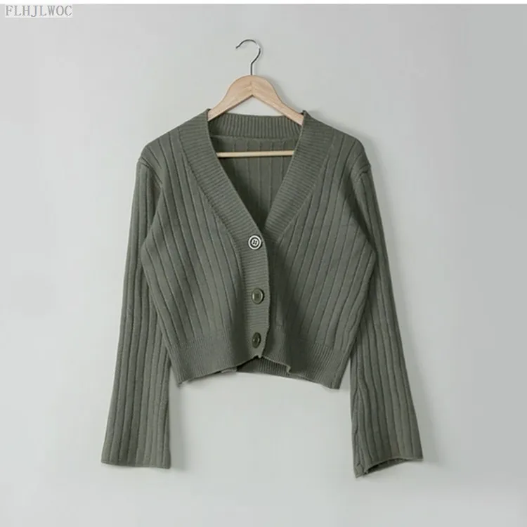 V Neck Sweaters Hot Sales New Year Cute Girls Date Short Coats Chic Korea  Japanese Style Design Solid Button Green Cardigans | Lazada PH