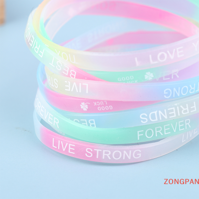 ZONGPAN 10PCS Luminous Silicone Bracelet Candy-Colored Fashion Rubber Wrist Strap