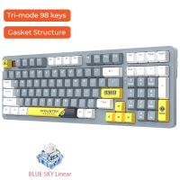 DAREU Tri-mode Mechanical Keyboard 98 Keys Sky Blue Switch RGB Backlight Gaming Keyboards PBT Keycaps Gasket Structure Gamer KB