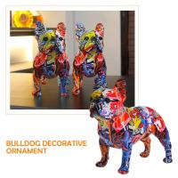 Creativity Decoration Modern Colorful French Bulldog Crafts Ornaments Resin Statue Home Dog Printing Office Decor Graffiti J7D1