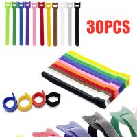 30Pcs Reusable Cable Straps Colorful Cable Ties Cord Nylon Strap Hook Loop Ties Tidy Organiser Tool Hook Loop Elastic Bands Cable Management