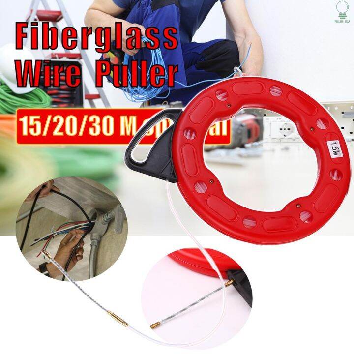 self-30m-fiberglass-fish-tape-reel-puller-conductive-electrical-cable-puller-with-impact-case-electric-or-communication-wire-puller-use-for-drywall-ceiling-under-rug-conduit-or-pipe