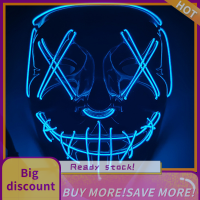 ?【Lowest price】Qearl Halloween LED Mask PARTY แสงสีผสมหน้ากากเรืองแสงในหน้ากากคอสเพลย์สีเข้ม