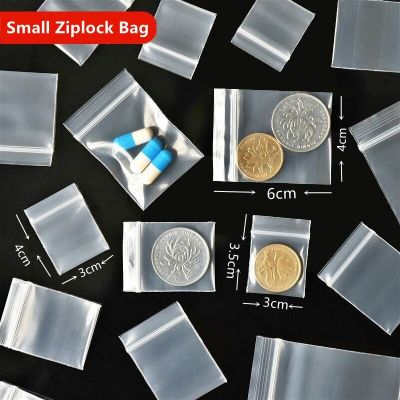 300/100 Pcs Mini Portable Clear Plastic Zipper Lock Jewelry Bag Smaller Thicker Crystal Packaging Bag Reusable Zipper Lock Bag