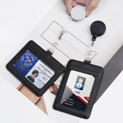 คุณภาพสูงซองใส่บัตรม้วนแบบหดได้ดึงคลิปชื่อไอดี Card Office หน้าอก: ม้วน PU หนัง ID กระเป๋าผู้ถือ