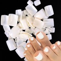 Acrylic Square False Toe Nails Natural/White/Transparent Color Press on Full Cover Artificial Fake Toenail Manicure Tools 1 Box