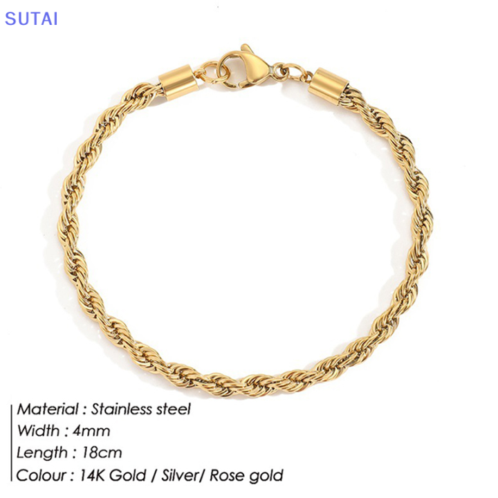 lowest-price-sutai-สร้อยโซ่เกลียวเชือกถักสำหรับผู้หญิง-สร้อยคอสีทองสไตล์ฮิปฮอปพังค์4มม-เครื่องประดับแฟชั่น