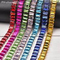 1 Yard Glass Strip Tape Crystal Trim Strass Applique 5x10mm Rectangle Rhinestone Cup Chain Diy Bridal Outfit Clothes Accessories