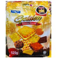 ขนมปังรวม บิสกิตรวม Golden Assorted Biscuits  บิสกิต ขนมปังสอดไส้รวมรส จาก Hwa Tai Luxury มีทั้งหมด 9 รสชาติในห่อเดียว