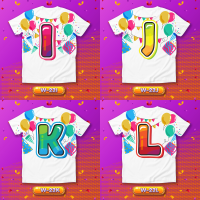 เสื้อยืดตัวอักษรลาย ABC PARTY ตัวอักษร( I J K L )