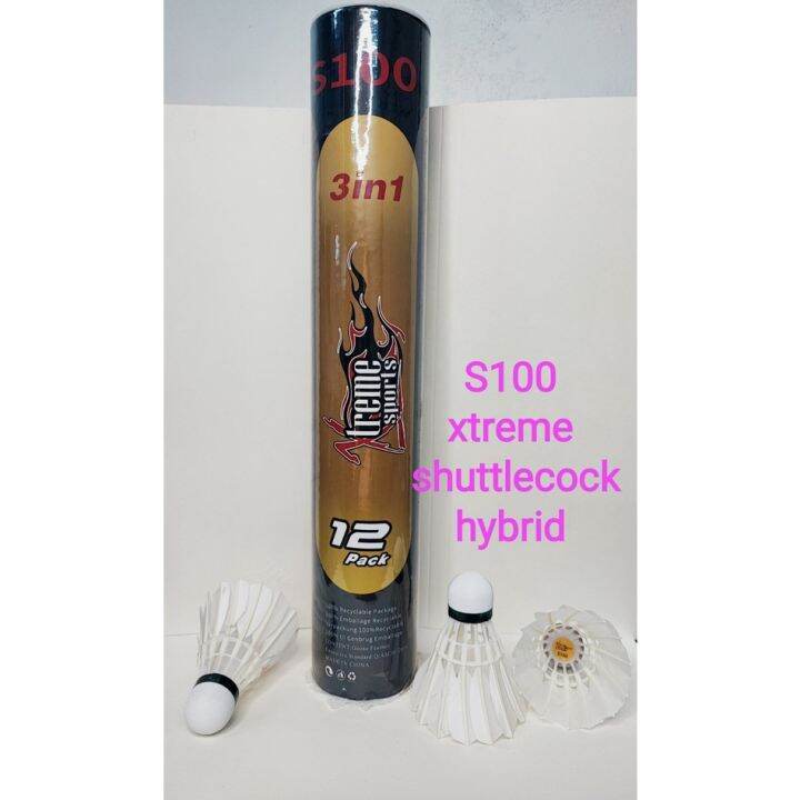 XTREME S100 Hybrid Feather Badminton Shuttles 12 pcs/tube for Beginner