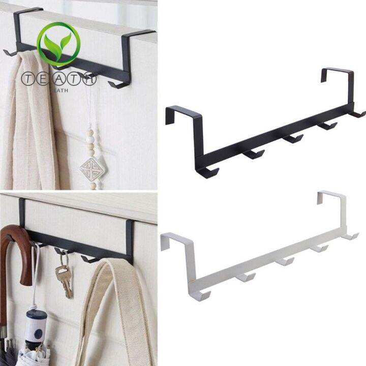 teak-coat-hat-towel-metal-hanger-storage-rack-over-the-door-hanging-hook