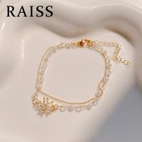 Tala 18K สร้อยคอแบบจี้ห้อยดอกไม้สร้อยมุกสองชั้นที่ได้รับแรงบันดาลใจ,บรรจุภัณฑ์สวยงามขายดี/ - ขายดี Aboasv