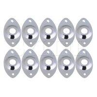 10 x Chrome Blank Oval Jack Plate for Guitar bass 9.6mm inside diameter