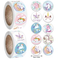 [NEW EXPRESS]☬ 500pcs/roll 2.5cm Cartoon Unicorn Sticker Childrens Reward Encouragement Label Decoration