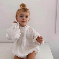 Baby Body Long Sleeve Bodysuit Romper Spring Autumn White Soft Baby Peleles Jumpsuits Cotton Clothing With Ruffle Collar 3M-2T