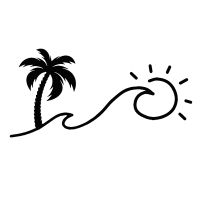 [LWF HOT]▼ 17x8.3cm Car Stickers Palm Tree and Waves That Turn into The Sun Window Decal Bumper Sticker car accessories