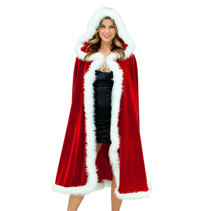 microgood-เสื้อคลุมคริสมาสต์มีฮู้ดยาวผู้ใหญ่เด็กหนาอบอุ่นคริสต์มาสเสื้อคลุมปาร์ตี้เครื่องแต่งกาย