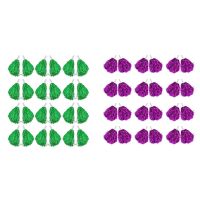 48 Pcs Cheerleading Pom Poms Metallic Foil Cheer Pom Poms with Plastic Handle, 24Pcs Purple &amp; 24Pcs Green