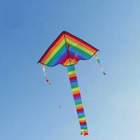 【cw】Large Colorful Rainbow Kite Long Tail Nylon Outdoor 50m Surf Kids Toys Flying Kid With Kite Kites Outdoor Line For Children I3E5
