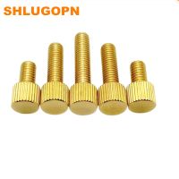 2-5PCS M2 M3 M4 M5 M6 Twist knurled Brass Copper Cylinder Head Hand Tighten Thumb Screws Hod Solid Screw Bolts Mini Screws