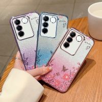 เคส V27เคสสำหรับ Vivo 5G / V27 Pro/ V27E เลนส์พลอยเทียมขนาดเล็กไล่ระดับสีรวมทุกอย่างกันรอยขีดข่วนเคสโทรศัพท์ป้องกันการกระแทกจากการตกหล่น