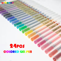 24ชิ้นสีปากกาเจล0.5มิลลิเมตรวิจิตรจุดที่มีสีสันสไตล์ญี่ปุ่นเรียบเขียนปากกาลูกลื่นสำหรับระบายสีวาด Journaling