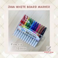 Java Whiteboard Fine Nib 12color -- จาวา ไวท์บอร์ด มาร์กเกอร์ ปากกาไวท์บอร์ด ขนาด 1 มม. แบบเซ็ต 12 สี