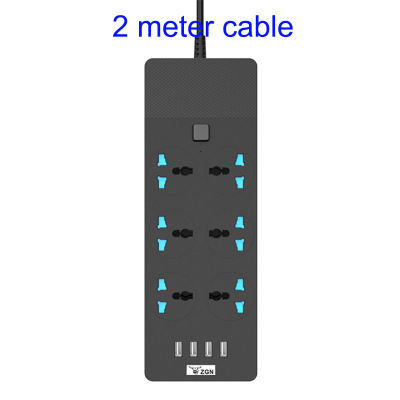 TQUQ EU US UK Plug 3000W Power Strip Switch 235M Cable Universal Outlets 4 USB Electrical Extension Cord Adapter Socket
