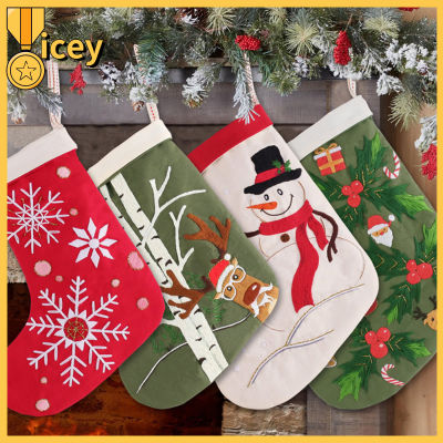 ชุดถุงเท้าคริสต์มาสปักลายพร้อมห่วงชุดเข็มด้ายพกพาสำหรับเป็นของขวัญคริสต์มาส