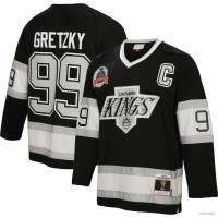 Hq1 NHL เสื้อยืดแขนยาว ลาย Los Angeles Kings Jersey Wayne Gretzky สีดํา พลัสไซซ์ QH1