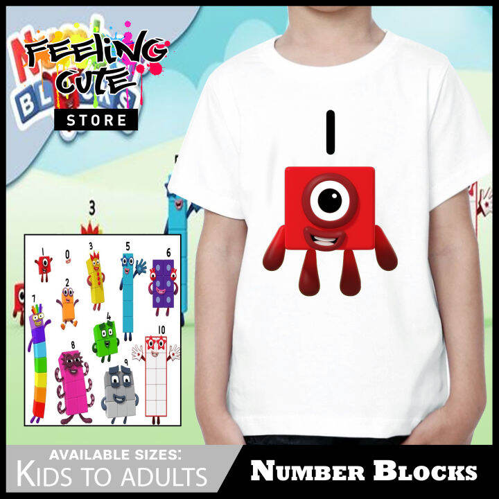 Number Blocks 1,2,3,4,5,6,7,8,9,10 Shirt Kids to Adults Unisex | Lazada PH