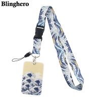 CB342 Wave Lanyard Neck Strap Art Oil Painting Lanyards Bus ID Name Work Card Badge Holder Accessories Decoration