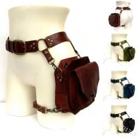 ร้อน, ร้อน★Medieval Waist Ring Belt Pouch Steampunk Leather Fanny Bag For Women Men Viking Knight Cosplay Costume Motorcycle Thigh Wallet