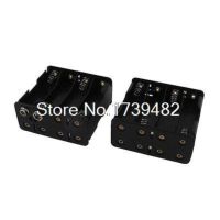 ✜ 2 Pcs Black Plastic Shell Double Side 8 x 1.5V AA Battery Holder Storage Case