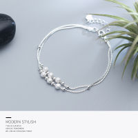 Modian Fashion Double Box Chain for Women Frosted Ball and Light Beads Sterling Silver 925 Bracelet Fine Jewelry 2020 Design