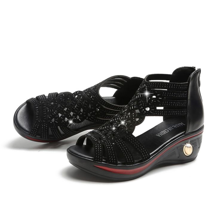 ขายดีที่สุด-ioztt2023-sandals-female-summer-wedge-heel-2023-new-roman-rhinedrill-fish-mouth-middle-women-39-s-soft-sole-open-toe-cool-boots
