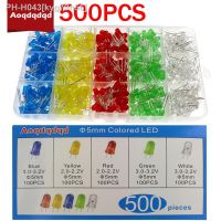 卐 500PCS 5MM LED Light Emitting Diode White Yellow Red Blue Green LED Diode Assortment Kit LED Lamp for Arduino Electronics DIY