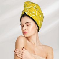 Lemon Slice Hair Towel Bath Head Turban Wrap Quick Dry For Drying Hair Women Girls Bathroom Towels