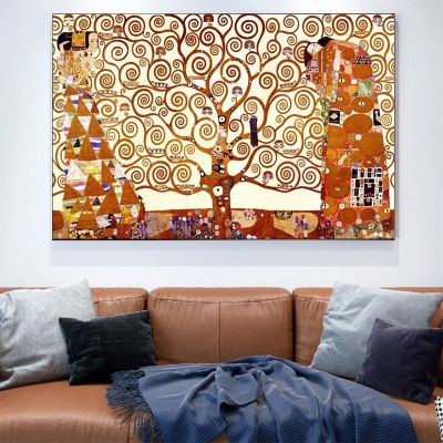 The Tree Of Life Canvas Painting By Gustav Klimt Classical Posters and Prints Wall Art for Living Room Home Decoration Cuadros