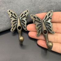 Butterfly decoration wall door clothes hook mural hook cupboard wardrobe single hook alloy row hook black white bronze coat hook Picture Hangers Hooks