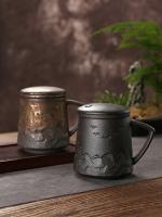 Tea separation rough pottery tea cup personal special drinking water ceramic large office filter set home