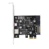 PCER◆PCI-e to USB3.1 Type-C Expansion Card PCI-E to USB Fast Charge with 19Pin Front Adapter Card GEN1 5G PCI-express