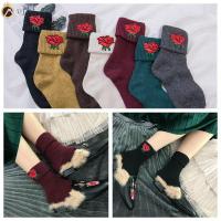 VFBF Women Winter Warm Rose Flower Hosiery Stockings Wool Blend Socks