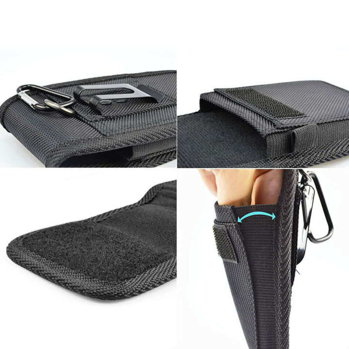 ห่วงแขวนกระเป๋าสีดำพร้อมเข็มขัดกระเป๋าสตางค์เคสซองหนังโทรศัพท์มือถือ