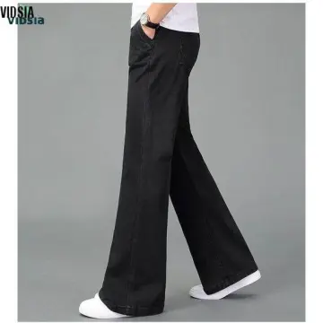 qiat MALL Men Bell Bottom Pants Flattering Bell Bottom Trousers Men's  Vintage Bell Bottom Jeans Stretchy Slim Fit Trousers for Fashionable