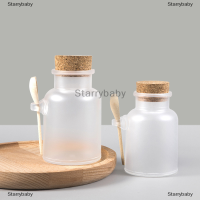 Starrybaby ขวดเกลือเปล่าขวดพลาสติก Matte Cork ขวดรีฟิลพร้อมช้อนไม้