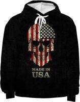 Unisex Sweatshirt Sleeve Novelty-Pullover Christmas-Hoodie: 3D Skull USA Flags Casual Fashion Vintage Athletic Streetwear