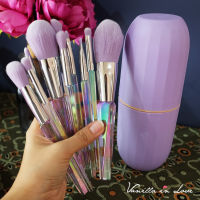 MK01 ชุดแปรงแต่งหน้า คริสตรัล 10 ชิ้น Cystal Makeup Brush Set พร้อมกระบอกแปรง สีม่วง